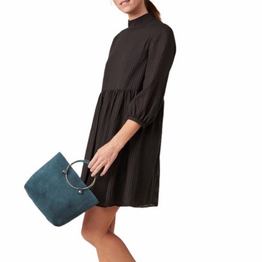 Amour Vert Alina Black High Neck Baby Doll Dress